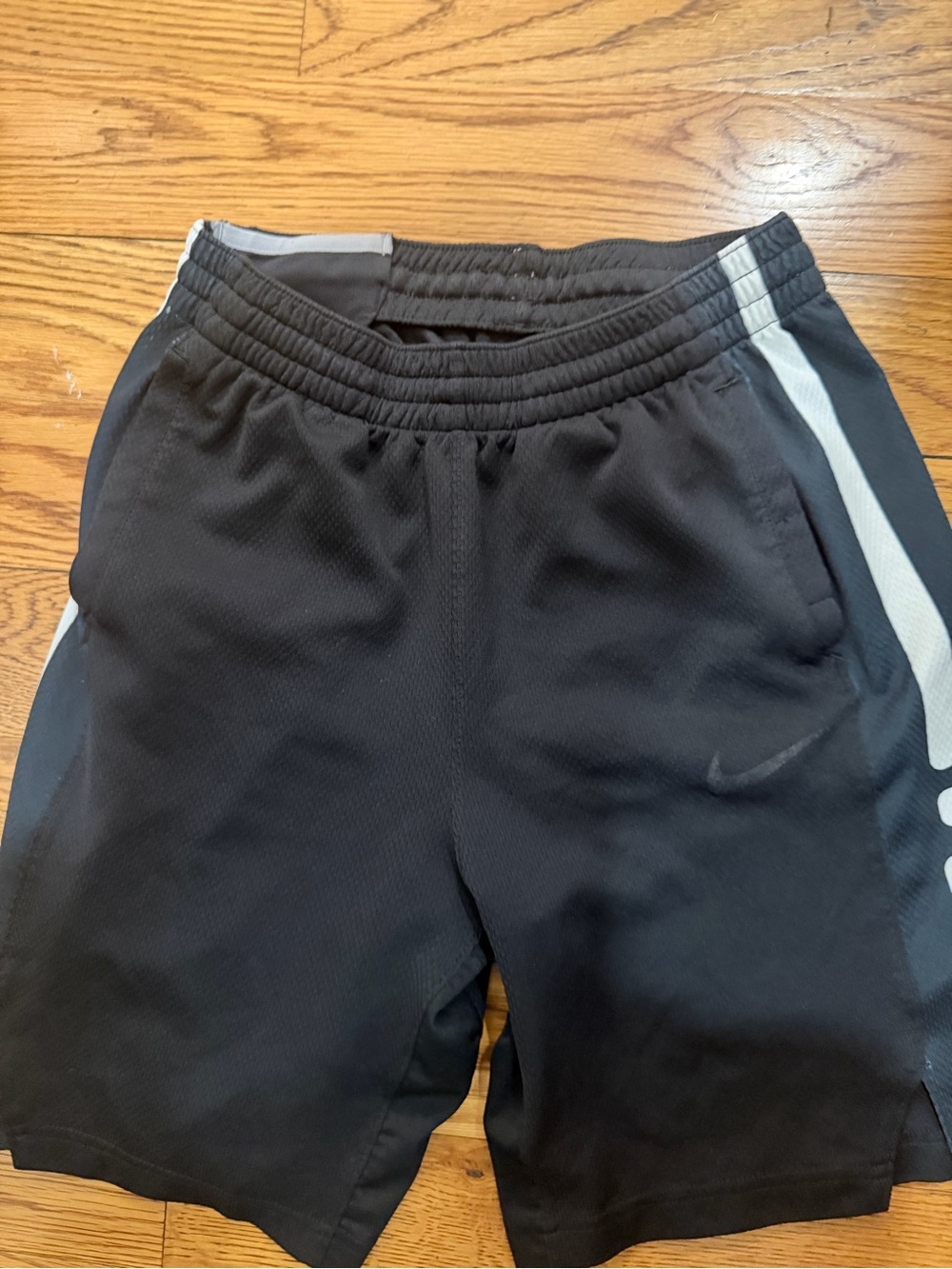 Kids Black Athletic Shorts with white Side Panels